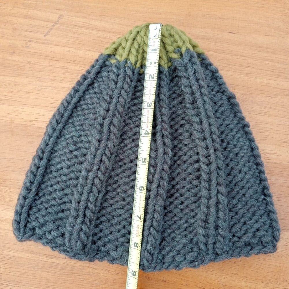 Men’s Chunky Wool Sailor Beanie Hand-Knit Rib Dock Worker Skully Cap Army Green - Picture 8 of 10